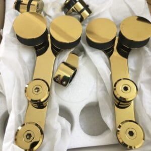 Bánh xe đôi cửa lùa kính ray Ø25 VVP vàng bóng