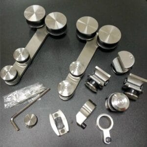 Bánh xe đôi cửa lùa kính ray Ø25 VVP trắng bóng