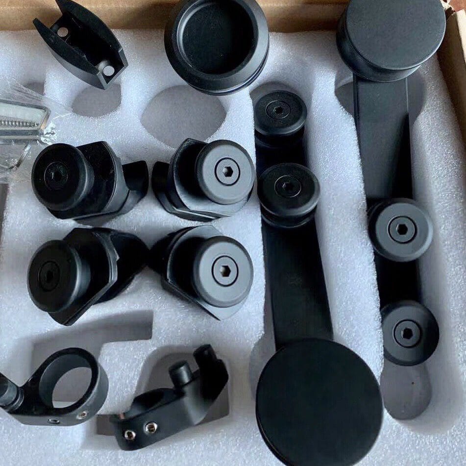 Bánh xe đơn cửa lùa kính ray Ø25 VVP đen mờ - Ảnh 2