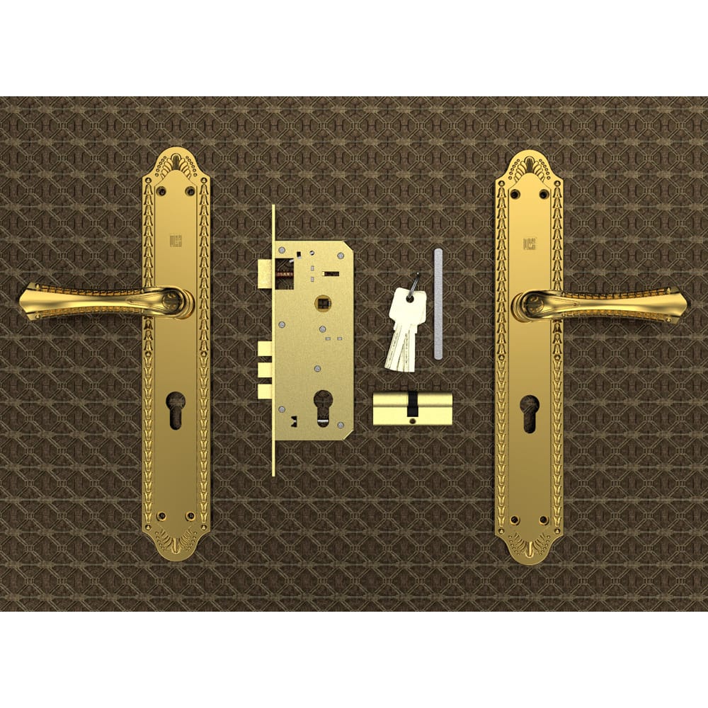Khóa cửa gỗ đồng thau HC8561 Đại PVD Gold dài 360 - Ảnh 2