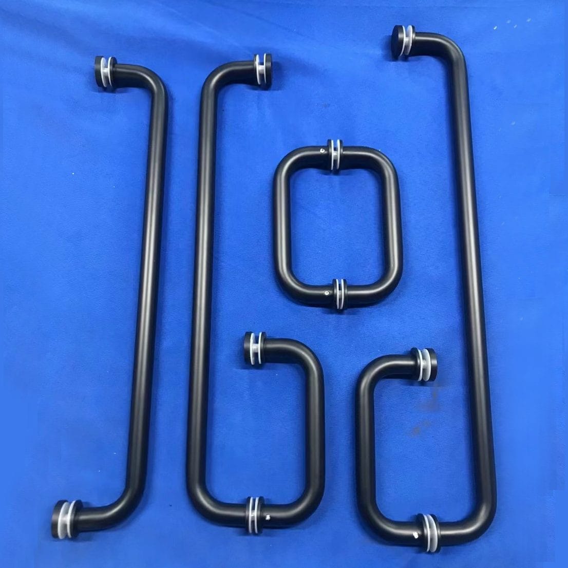 Tay nắm phòng tắm kính 185x385 phi 19 đen mờ - Ảnh 2