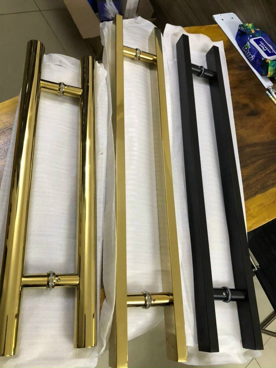 Tay nắm cửa vuông 20×40 TN024 Inox 304 vàng bóng - Ảnh 3