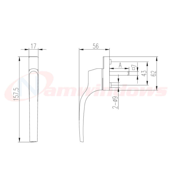 Tay nắm đa điểm GQ ASSA ABLOY cửa sổ mở quay nhựa uPVC - Ảnh 5