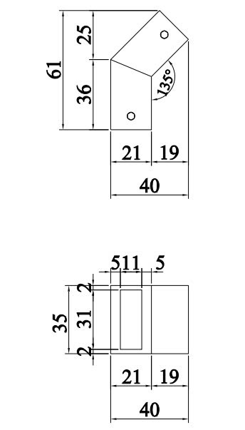 thông số kỹ thuật đầu co chuyển góc 135 độ hộp 10x30 VICKINI 66316.001