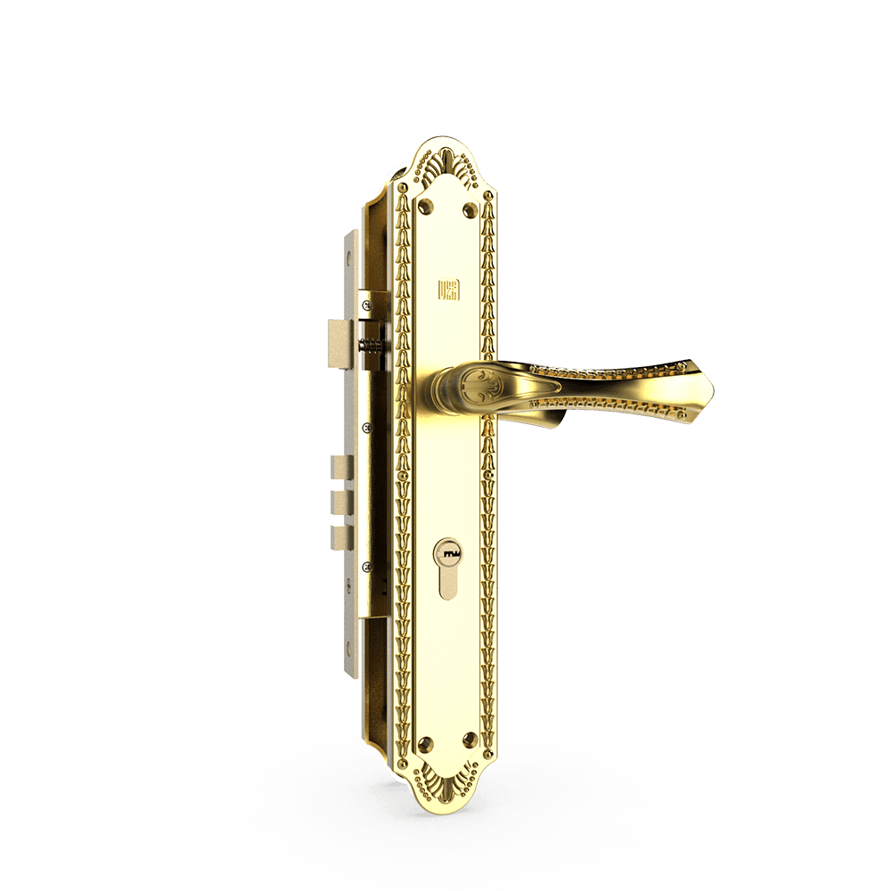 Khóa cửa gỗ đồng thau HC8561 Đại PVD Gold dài 360