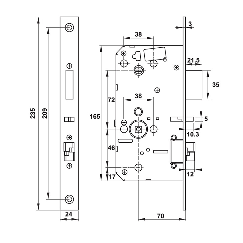 Thông số kĩ thuật khóa cửa Hafele DL760 912.20.233
