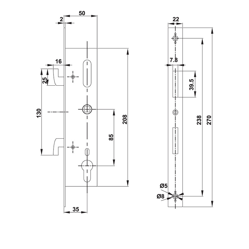 Thông số kĩ thuật khóa cửa Hafele EL650-TCS 912.05.970