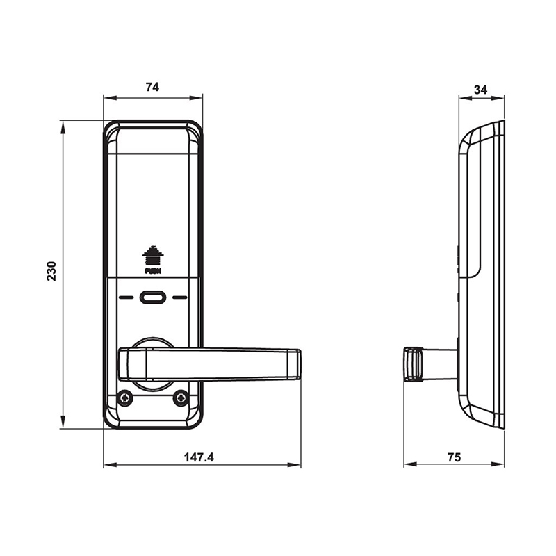 Thông số kĩ thuật khóa cửa Hafele EL770-TCS 912.05.584