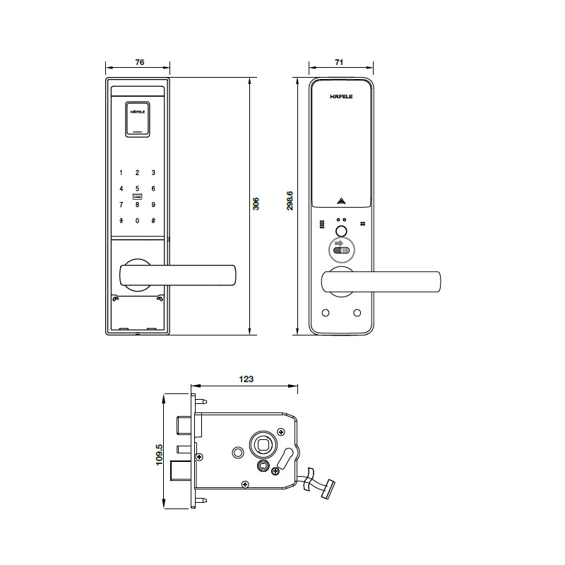Thông số kĩ thuật khóa cửa Hafele EL900-TCS 912.05.360