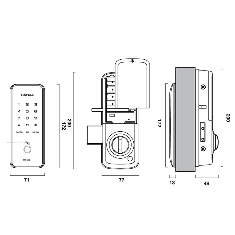 Thông số kĩ thuật khóa cửa Hafele ER510 912.20.200