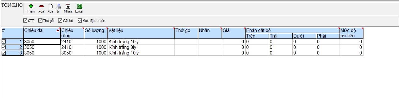 Tổng quan giao diện phần tồn kho