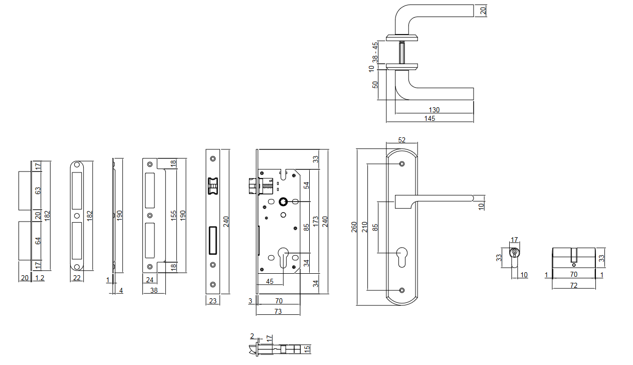 Thông số kỹ thuật khóa cửa nẹp VICKINI 37917.102 SSS