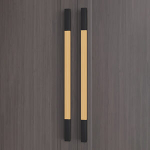 Tay nắm cửa TN073 đầu nhôm đặc màu đen thân gỗ sồi