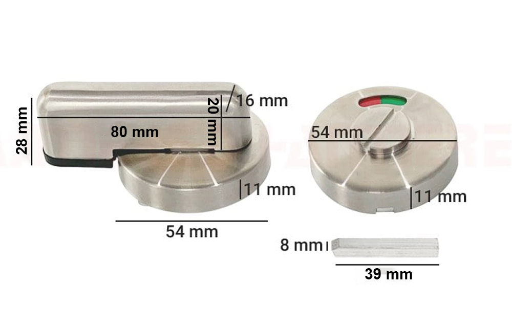 Thông số ky thuật chốt vệ sinh xanh đỏ inox 304 CXD001