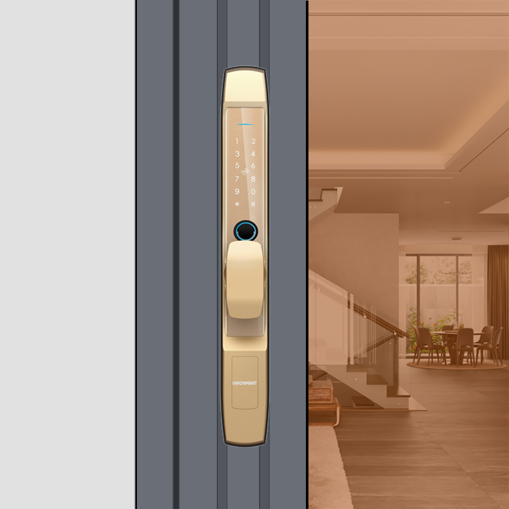 Khóa vân tay cửa lùa KVT015-S30G màu vàng