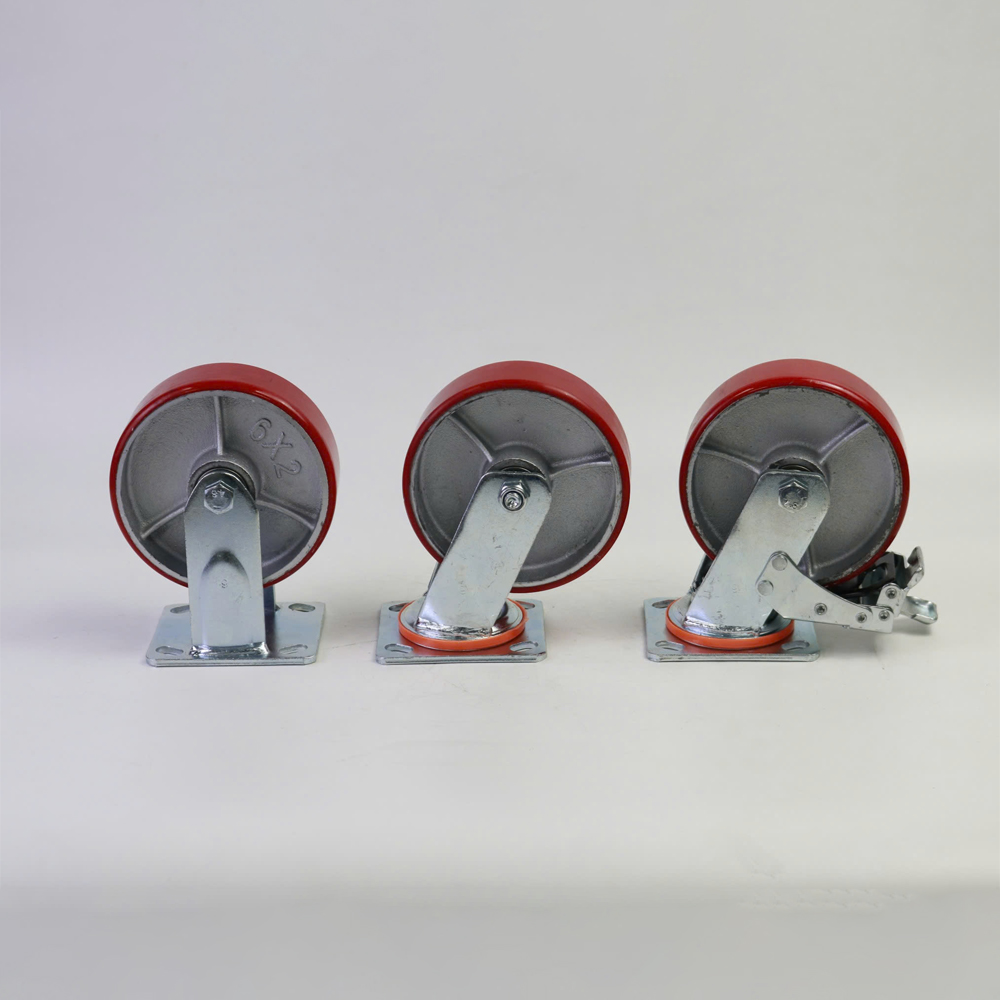 Bánh xe đẩy nhựa PU lõi gang BXD046, BXD047, BXD048