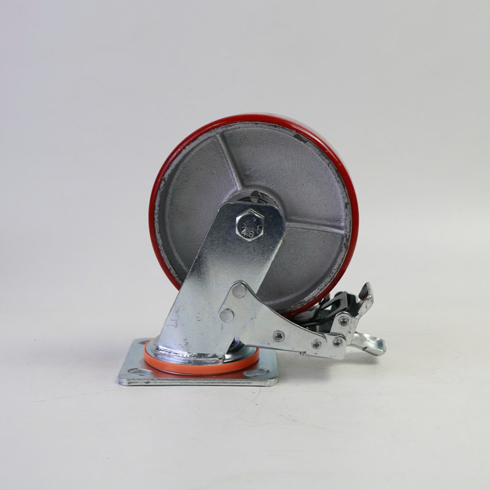 Bánh xe đẩy nhựa PU lõi gang BXD048 khóa kép