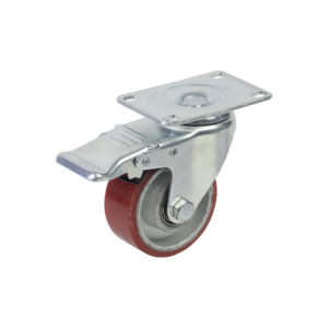 Bánh xe đẩy PU đỏ lõi gang BXD081 xoay có khóa