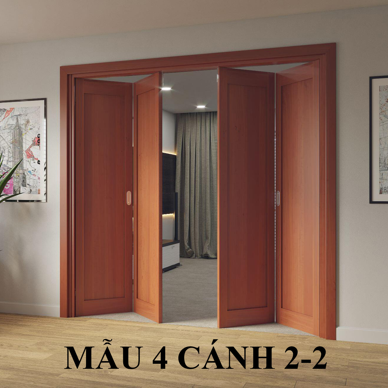 Mẫu cửa lùa xếp 4 cánh 2-2