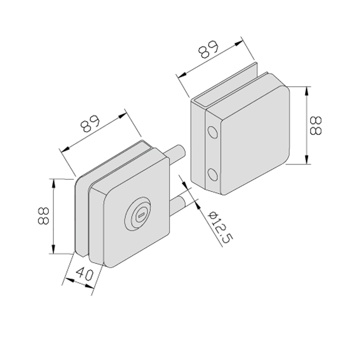 Thông số kỹ thuật chốt khóa cửa kính kính OK PUS-050 1 mặt vặn chìa