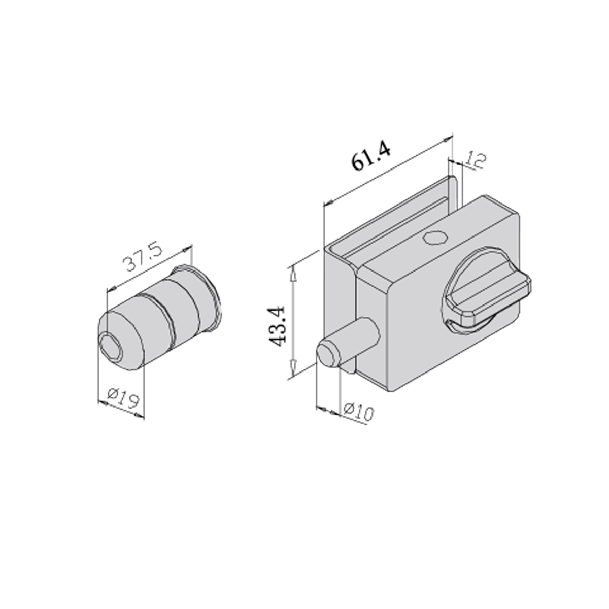 Thông số kỹ thuật chốt khóa cửa kính tường PCS-446B 1 mặt núm vặn