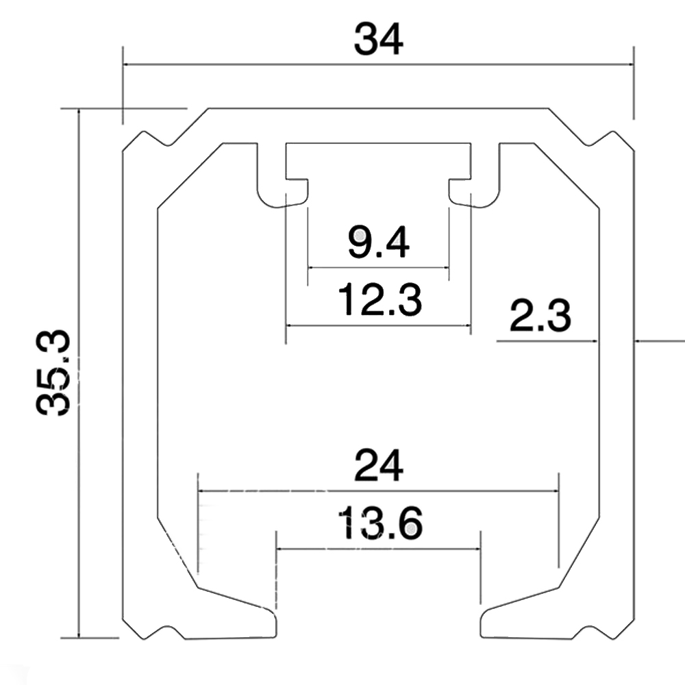 Thông số kỹ thuật ray cửa lùa treo RNCL007-810GT