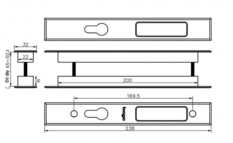 Khóa cửa lùa 1 cánh, 2 cánh Bogo ET-2272A - Ảnh 8