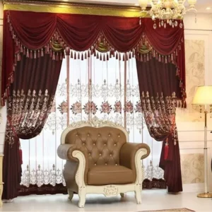 Rèm cửa màu đỏ đô đẹp hiện đại