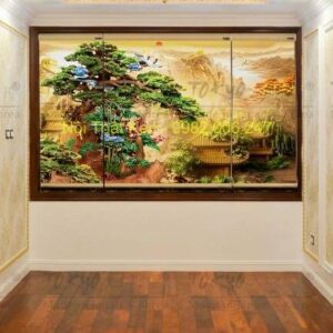 Rèm cửa tranh phong cảnh thác nước núi rừng hùng vĩ NTKRCT12