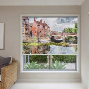 Rèm cuốn in tranh 3d trang trí cản sáng cửa phòng khách NTKRCT13